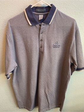 Page & Tuttle Men's Grey Polo with Navy Contrast Collar